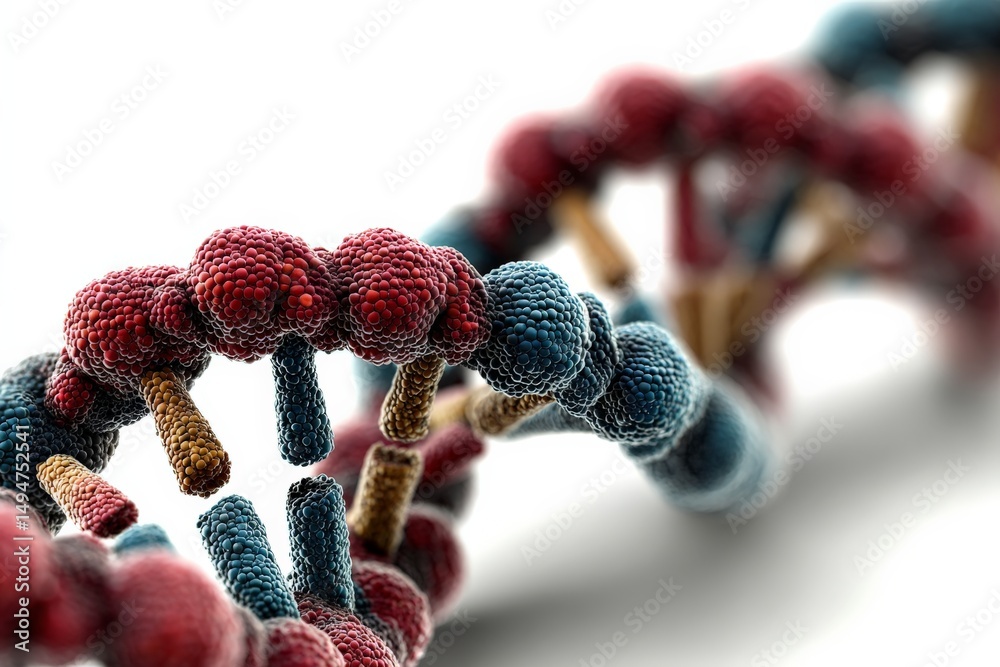 Poster detailed depiction of a dna double helix structure showcasing the molecular composition and arrangem