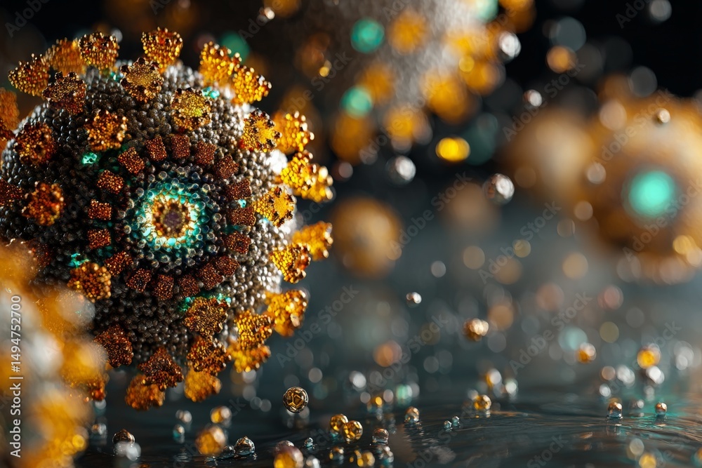 Aufkleber scientific depiction of a virus with intricate details and vibrant colors showcasing its structure i