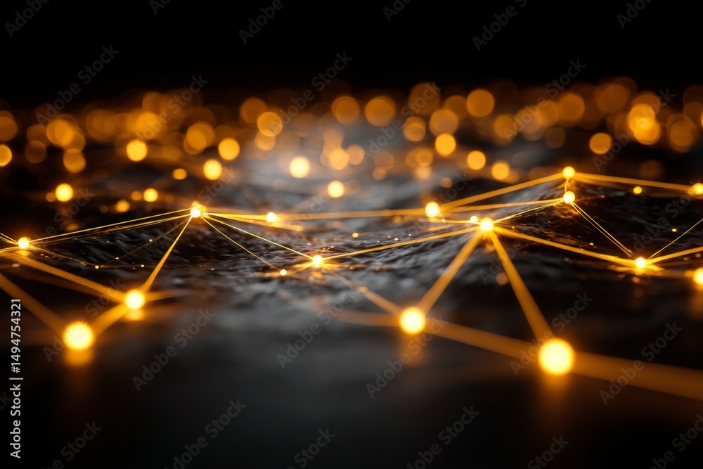 Aufkleber glowing network of lights illuminating a dark surface with intricate connections at night