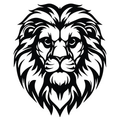Striking Black and White Lion Head Graphic: Majestic, Abstract, and Perfect for Design and Tattoo Art                                                 
