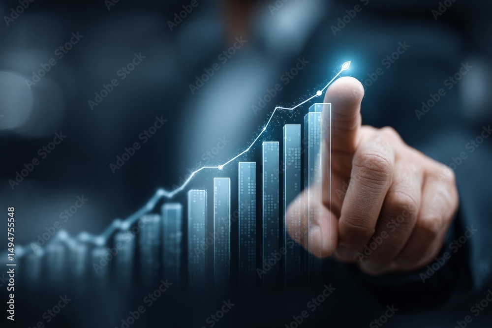 Leinwandbilder digital representation of financial growth shown by a business professional interacting with a graph