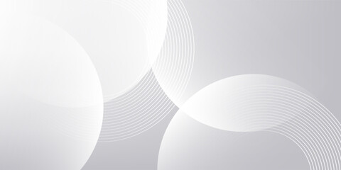 White abstract background with glowing circle geometric lines. Modern shiny gold luxury lines pattern. Futuristic technology concept. Vector illustration