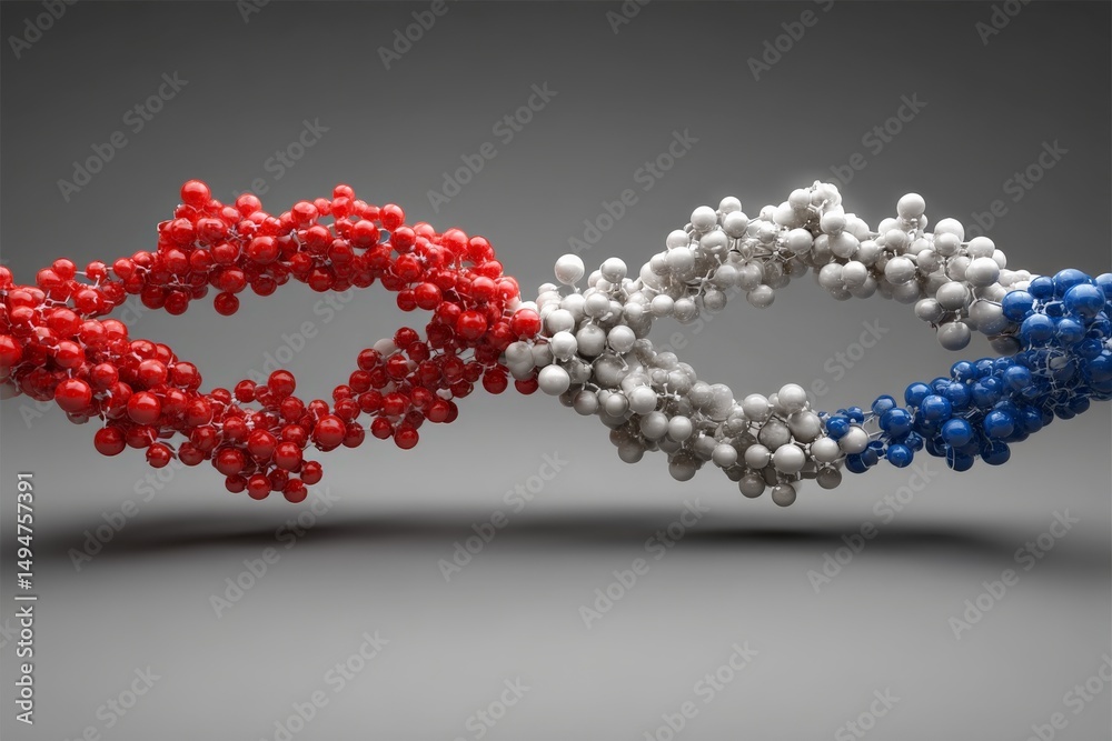 Poster colorful representation of molecular structure illustrating chemical bonds and interactions in scien