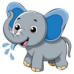 a-cartoon-baby-elephant-spraying-water-with-its-tr.eps