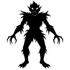 Halloween monster silhouette vector illustration 