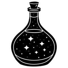 Magic potion bottle silhouette vector illustration 
