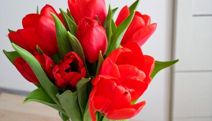 Vibrant red tulip bouquet for flower enthusiasts celebrating femininity