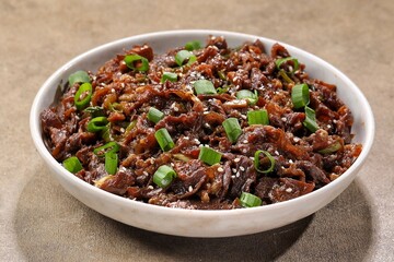 Bulgogi is a Korean meat dish. The meat used includes sirloin or selected beef cuts.