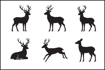 Obraz premium Various Deer Silhouette Forms