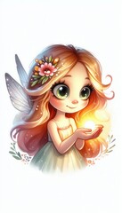 Enchanting fairy holding a magical light fantasy realm digital art whimsical close-up imagination