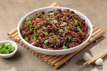 Bulgogi is a Korean meat dish. The meat used includes sirloin or selected beef cuts.
