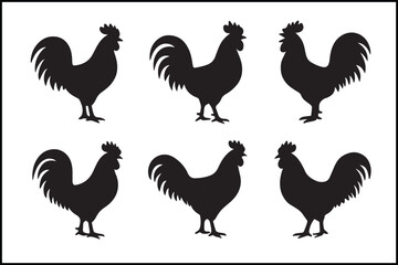 Fototapeta premium Unique Rooster Silhouette Designs