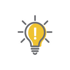 Light bulb with exclamation mark, icon, vector.
