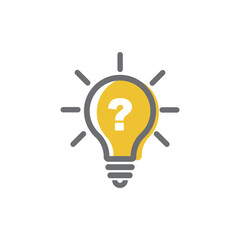 Lightbulb and question mark. Idea generation and creativity, icon, vector.