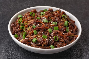 Bulgogi is a Korean meat dish. The meat used includes sirloin or selected beef cuts.