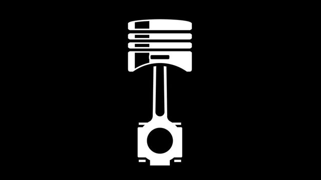 Piston icon representing engine power and mechanical precision graphic animation. Alpha channel. Transparent background motion design. 4K resolution