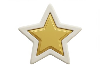 Obraz premium 3D Illustration of Golden star with white border isolated on white background