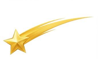Obraz premium 3D Illustration of Golden shooting star with a bright shine isolated on white background