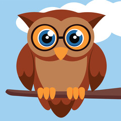 a-wise-looking-cartoon-owl-sitting-on-a-branch--bi.eps