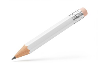 Obraz premium 3D Illustration of White pencil with pink eraser isolated on white background