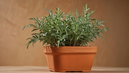 Obraz premium A vibrant sage plant in a terracotta pot, isolated , nature, gardening