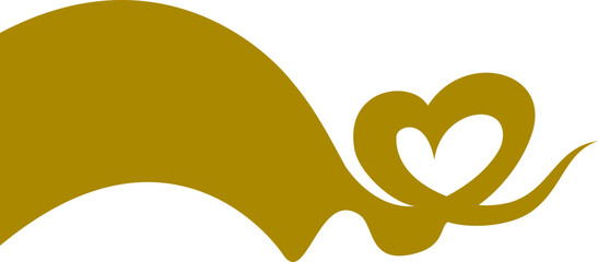 gold curved banner with heart vector
