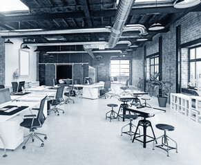 Black and white office interior