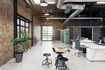 Industrial office with plants