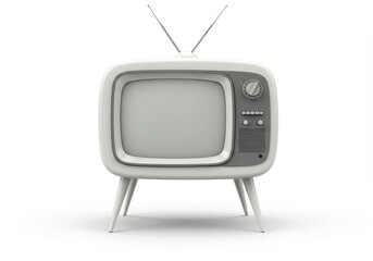 3D Illustration of Retro television set isolated on white background, white and gray