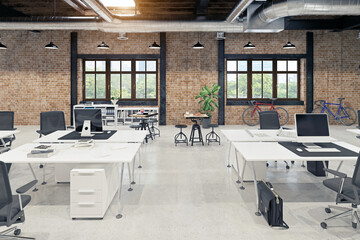 Office with ergonomic desks