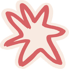 Abstract Red Star Icon – Hand-drawn Spiky Starburst Doodle PNG