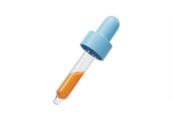 3D Illustration of Pipette with orange liquid isolated on white background, 3d render