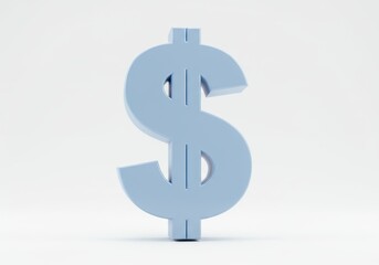Fototapeta premium 3D Illustration of Light blue dollar sign isolated on white background, financial concept