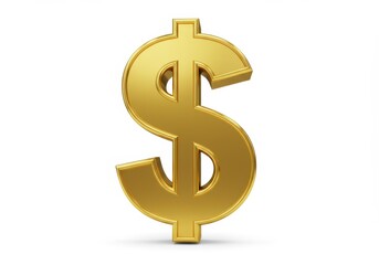 3D Illustration of Golden dollar sign isolated on white background, shiny and three-dimensional