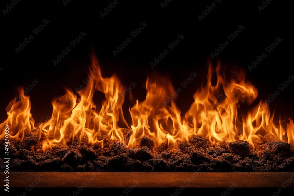 Aufkleber dancing flames illuminate dark background, creating mesmerizing warmth and energy in the evening