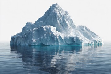 Majestic iceberg floats in serene water under clear sky in a remote polar region during daylight hours