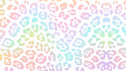 A pastel colored leopard print pattern with a white background and soft blended color gradients