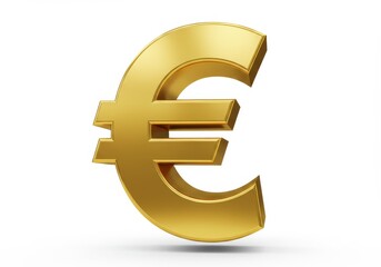 3D Illustration of Golden euro currency symbol isolated on white background close up