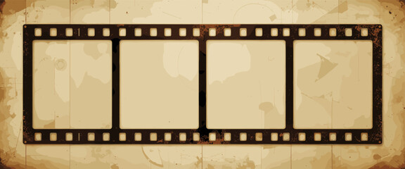 Vintage Film Strip Frame on Grunge Background Perfect for Retro Cinema or Photography Projects