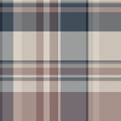 Back texture check textile, full background tartan seamless. Intense vector plaid pattern fabric in pastel and grey colors.