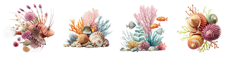 Obraz premium Vibrant underwater coral reef scene with diverse marine life