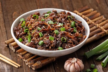 Bulgogi is a Korean meat dish. The meat used includes sirloin or selected beef cuts.