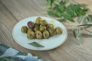 Marinated olives on the table