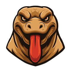 Komodo dragon sticking out its tongue vector logo illustration