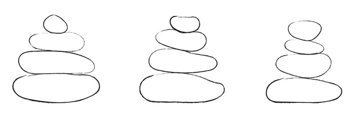 Balanced Zen stone logo template Vector Zen yoga stones stack or spa pebbles black and white graphic line illustration. Vector Illustration .EPS 10 . 