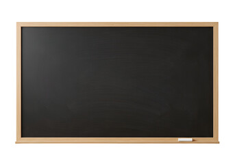 Blank blackboard with wooden frame on a black background