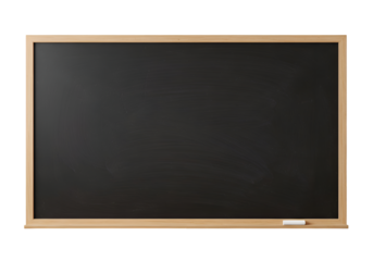 Blank blackboard with wooden frame on a black background