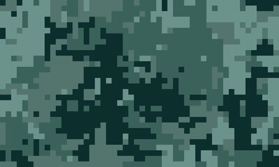 Abstract pixelated camouflage pattern in shades of green.  Perfect for backgrounds, textures, or digital art projects needing a military or tactical feel.  Modern, stylish, and versatile design.