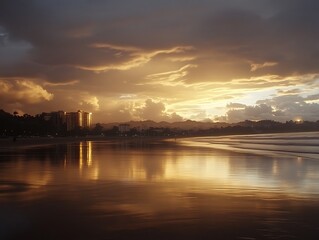 Fototapeta premium Golden sunset beach scene