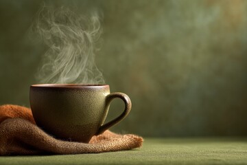 Enjoying a warm cup of coffee with steam rising on a cozy evening